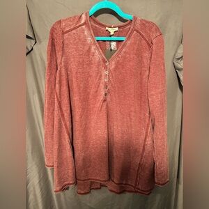 Jane and Delancey Burgundy Long Sleeve Top